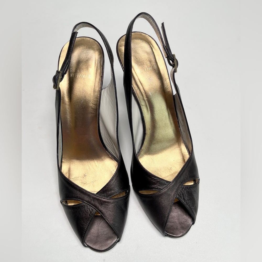 Stuart Weizman Open Toe Sling Back Heel Leather S… - image 4